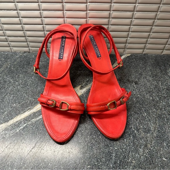 Ralph Lauren Collection Leather Horsebit And Buckle Detail Ankle Strap Sandal - Picture 2 of 11